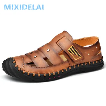 

2020 New Summer Men's Shoes Outdoor Casual Shoes Sandals Genuine Leather Non-slip Sneakers Men Beach Sandals Big Size 38-48
