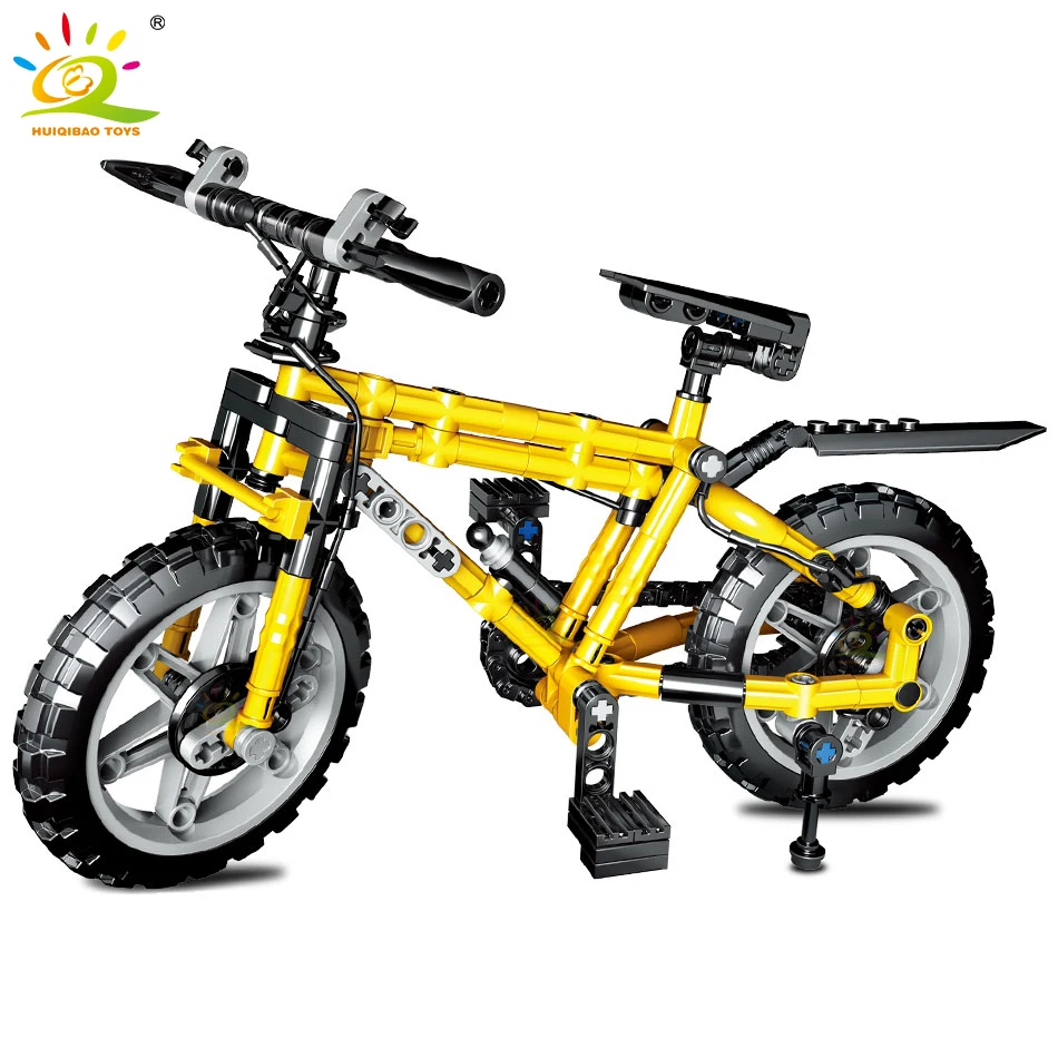 HUIQIBAO 235PCS Cycling Bicycle Car Technical Model Building Blocks Vehicle Bike Bricks Educational Toys for Children Boy Gift