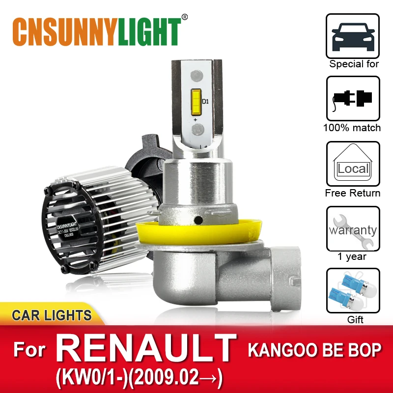 

CNSUNNYLIGHT Canbus LED Car Headlamp Bulbs For RENAULT KANGOO BE BOP KW0/1 From 2009 Foglamp Bulbs Headlight Bright Auto Lights