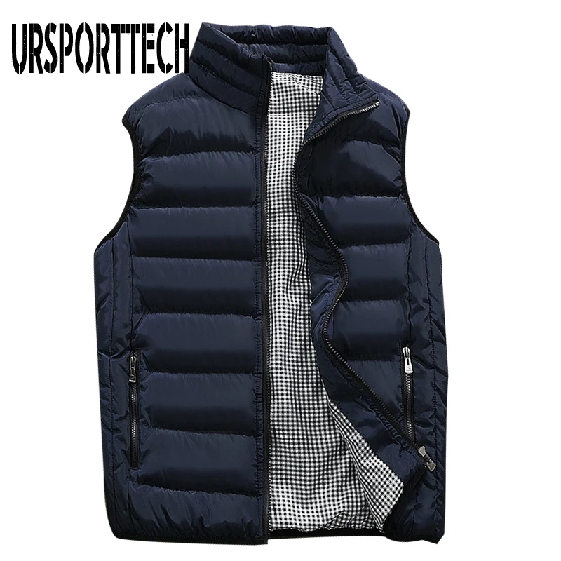 URSPORTTECH-Chaleco informal para hombre, chaqueta cálida sin mangas de talla grande 5XL, para invierno, abrigos informales, prendas de vestir