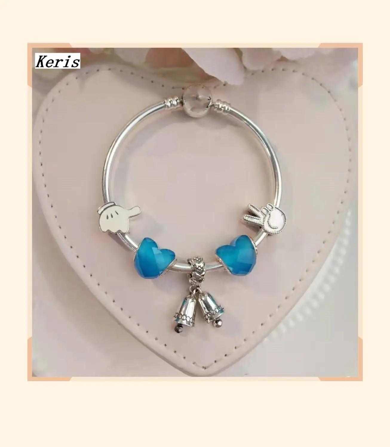 

High Quality 1:1 100% Silver Bell Pendant Charm String Bracelet Free Delivery