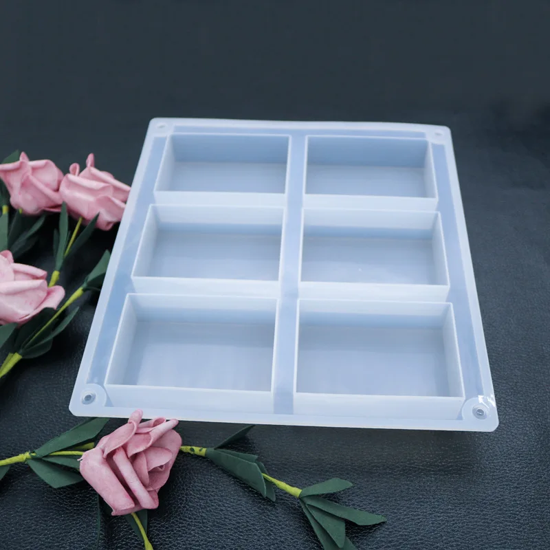 

Transparent 6 Cavities Rectangle Block Silicone Mold For Soap Making Molds Suitable For Baking Cake Handmade Soap Tools Pink