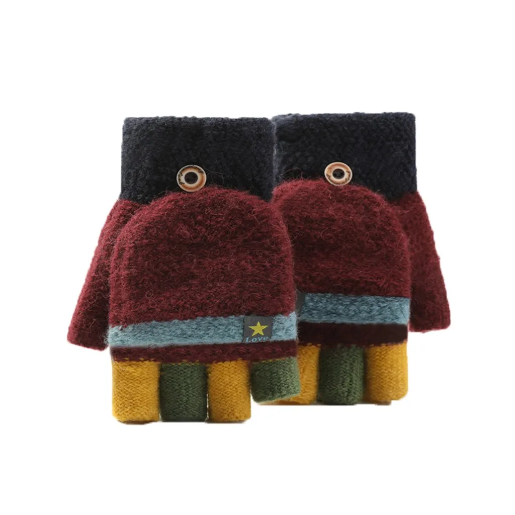 Мягкие перчатки для маленьких мальчиков и девочек, с откидной крышкой, теплые зимние перчатки, сохраняющие тепло, унисекс, толстые милые