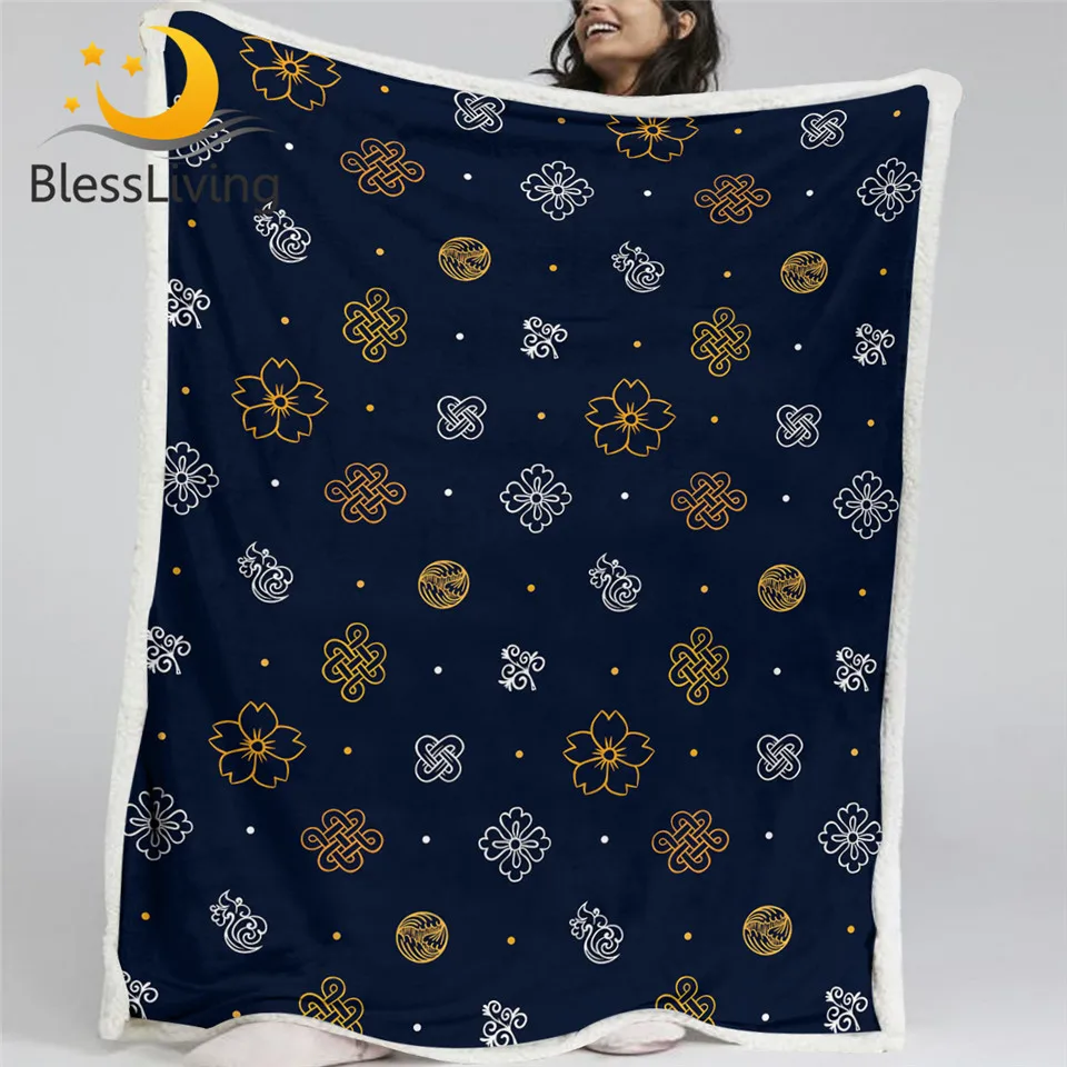 BlessLiving Asian Soft Blanket Culture Symbol Throw Blanket Chinese