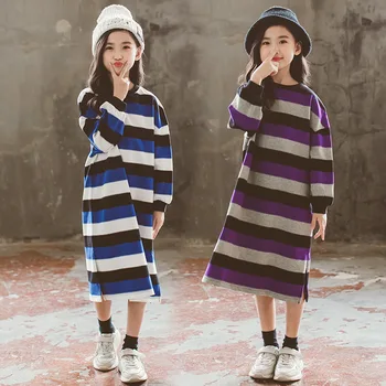 

New 2019 Kids Autumn Dress Baby Dress Girls Stripe Dress Cotton Children Clothes Long Sleeve Mother and Daughter Dress,#3325