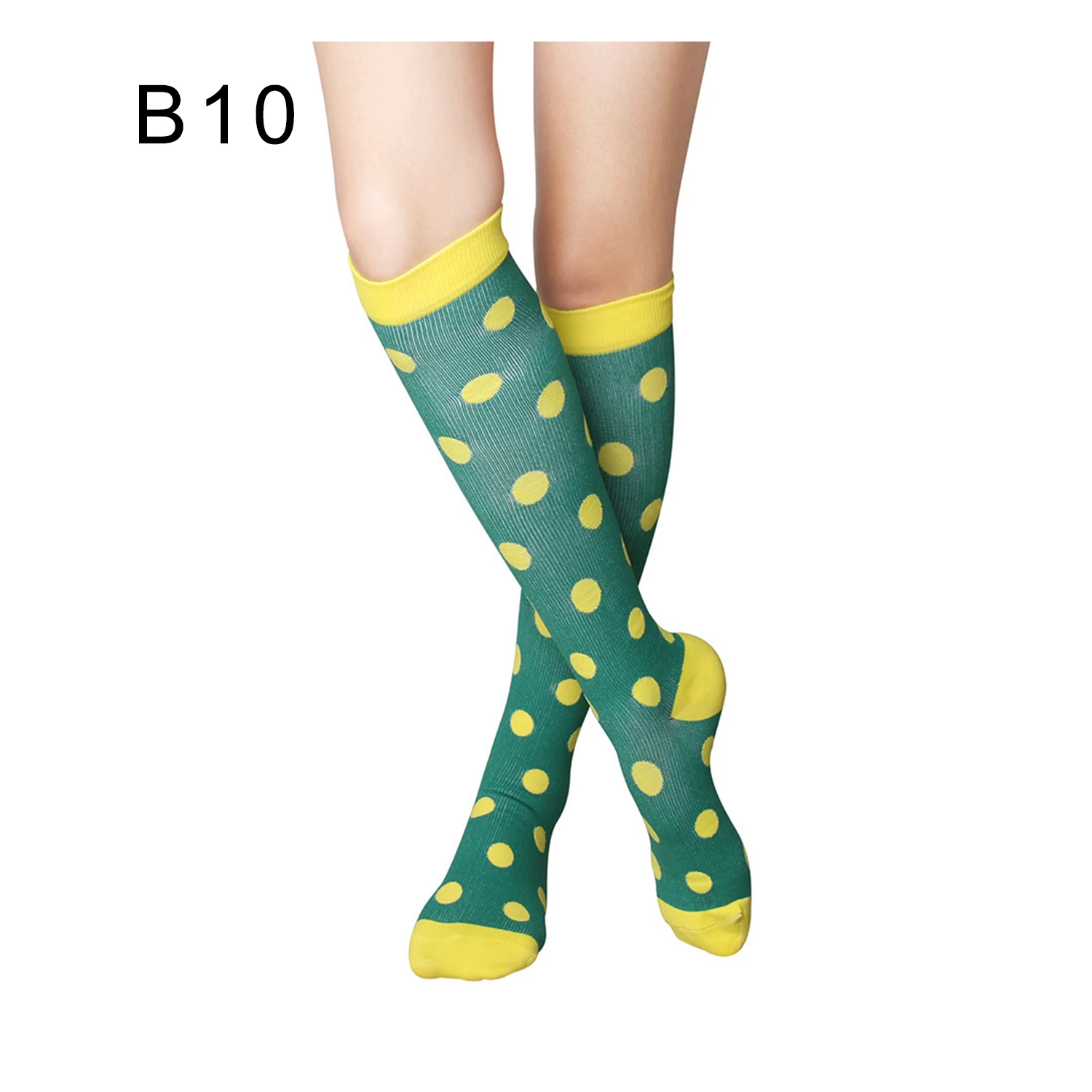 Унисекс, женские и мужские Спортивные Компрессионные носки для медсестер, эластичные носки для девочек, женские эластичные высокие носки - Цвет: B10