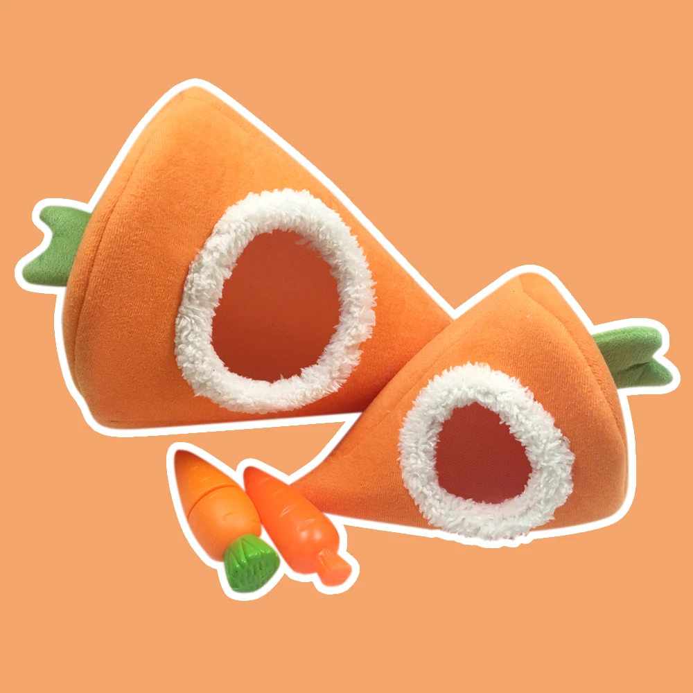 Small Animals Kennel Hamster Nest Carrot Shape Velvet Warm Bed Pet Cushion Hedgehog House Sleeping Bag|Клетки| |