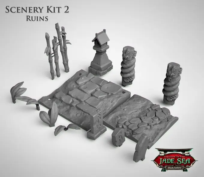 

[Loong Way Miniatures] Big Child Creatives Scenery Kit 2 Ruins 75MM Resin Miniature