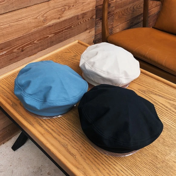 솔리드 코튼 여성 베레모 겨울 모자 빈티지 프랑스어 격자 무늬 탑 Ins 군사 모자 화가 모자 2021 가을 소녀 모자 모자를 쓰고 있죠