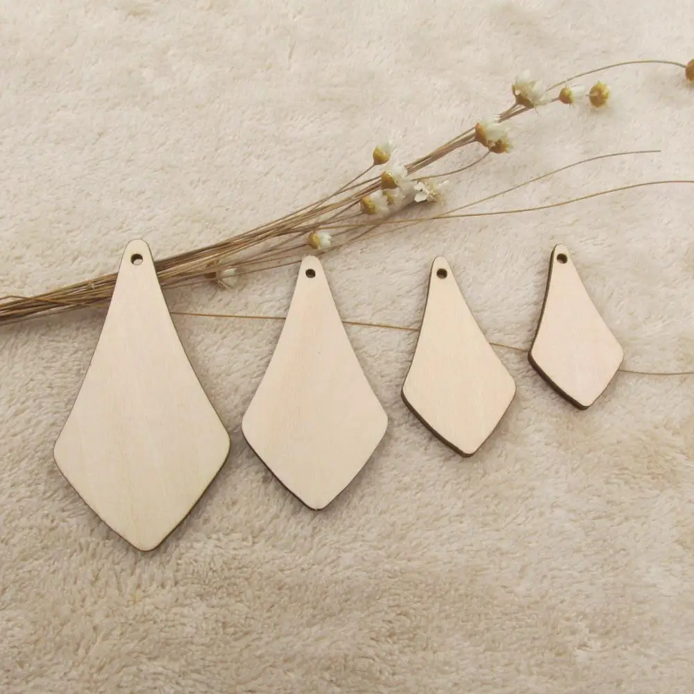 Open Back Upside Down Point Blank Wood Earrings. DIY jewelry