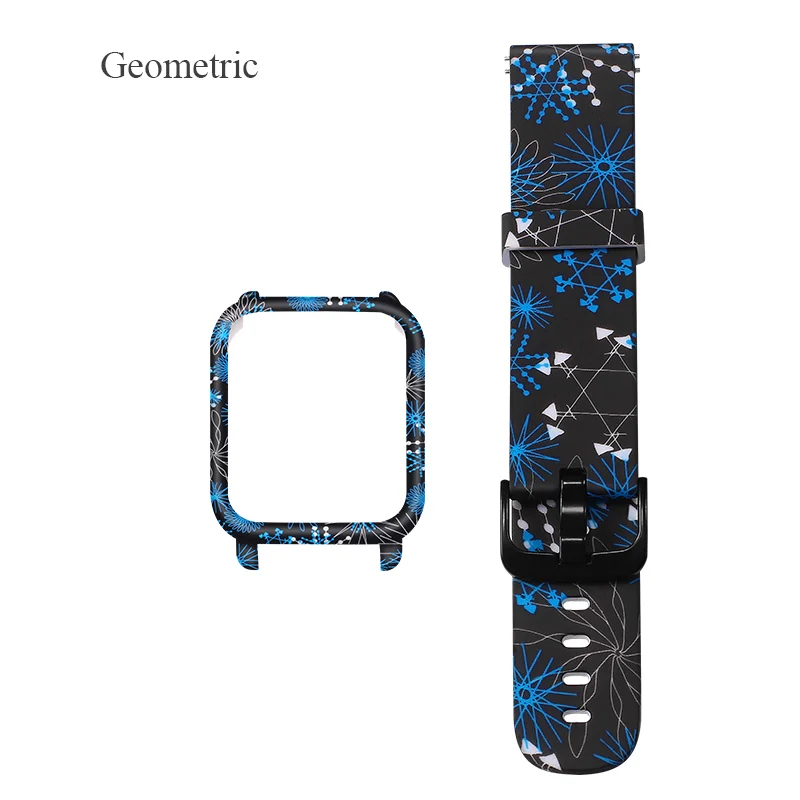Geometric BOORUI Amazfit Bip ремень и amazfit bip чехол correa amazfit bip Силиконовые серьги 20 мм ремешок с модными цветами - Цвет: Geometric