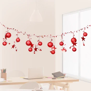 

2M Christmas Colorful Ball Bell Garland Holiday Snowflakes String Star Hanging Ornaments Party for Home Mall Hotel Decors