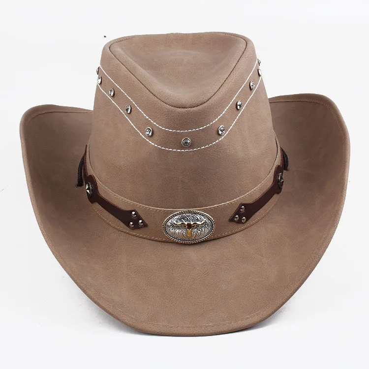 GR 100% Sombreros de Vaquero de Lana Sombreros de Fieltro Occidentales de Invierno para Adultos Sombreros de Vaquero para Hombres Sombreros Vaquero Occidental Color : Negro, tamaño : 56-58cm 