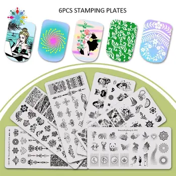 

6Pcs Vine Animals Design Rectangle Nail Art Stamping Plates Set BBBXL-071/072/073/074/075/076 TLS
