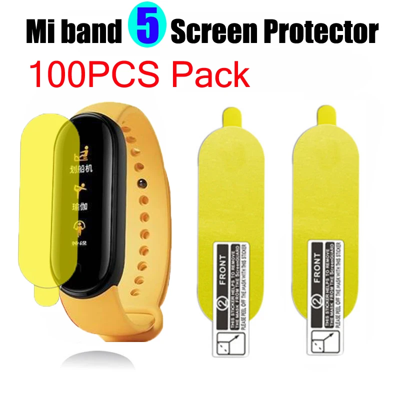 100 шт. для Xiaomi Mi Band 5 Защита экрана ТПУ чехол mi5 miband Защитная пленка браслета часов