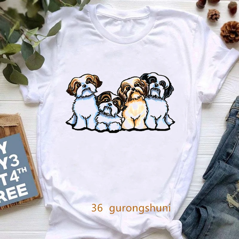 Shih Tzu You Can'T Have Just One Light Graphic Print Women Tshirt Funny Dog Lovers T-Shirt Femme Harajuku Kawaii Clothes Tops