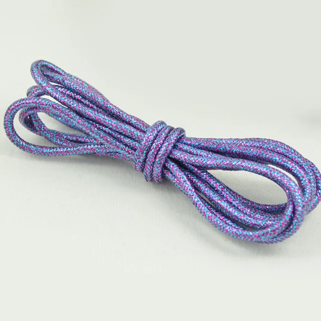 1 Pair Fashion Gold Silver Silk Glitter Reflective Shoelaces For Sneakers Casual Round Pearl White Colored Shoe Strings Cordones Blue