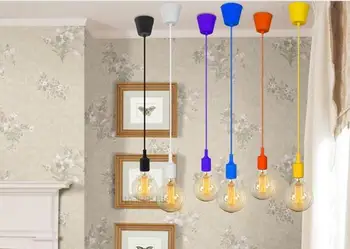 

Colored Silicone E27 Line Pendant Light Mediterranean Cafe Tea Shop Decoration Hanging Light deco chambre