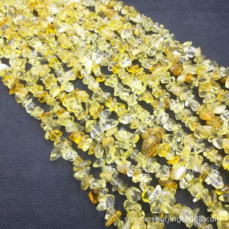Natural Brazil Yellow Crystal Gravel Semi-Finished String Wholesale 15 Millimeter Citrine Conformal Bead Curtain Long about 85 P