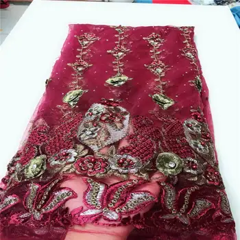 

High Quality Swiss Sheer Lace Swiss Africa Sheer Lace Fabric Wine Red Nigerian Sheer Lace 5 yards ESH060