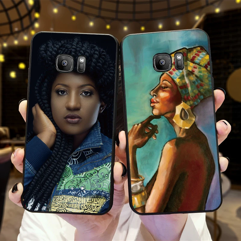 Афро девушки черная девушка ячейка чехол для samsung S6 S7 EDGE S8 S9 PLUS Мягкий силиконовый