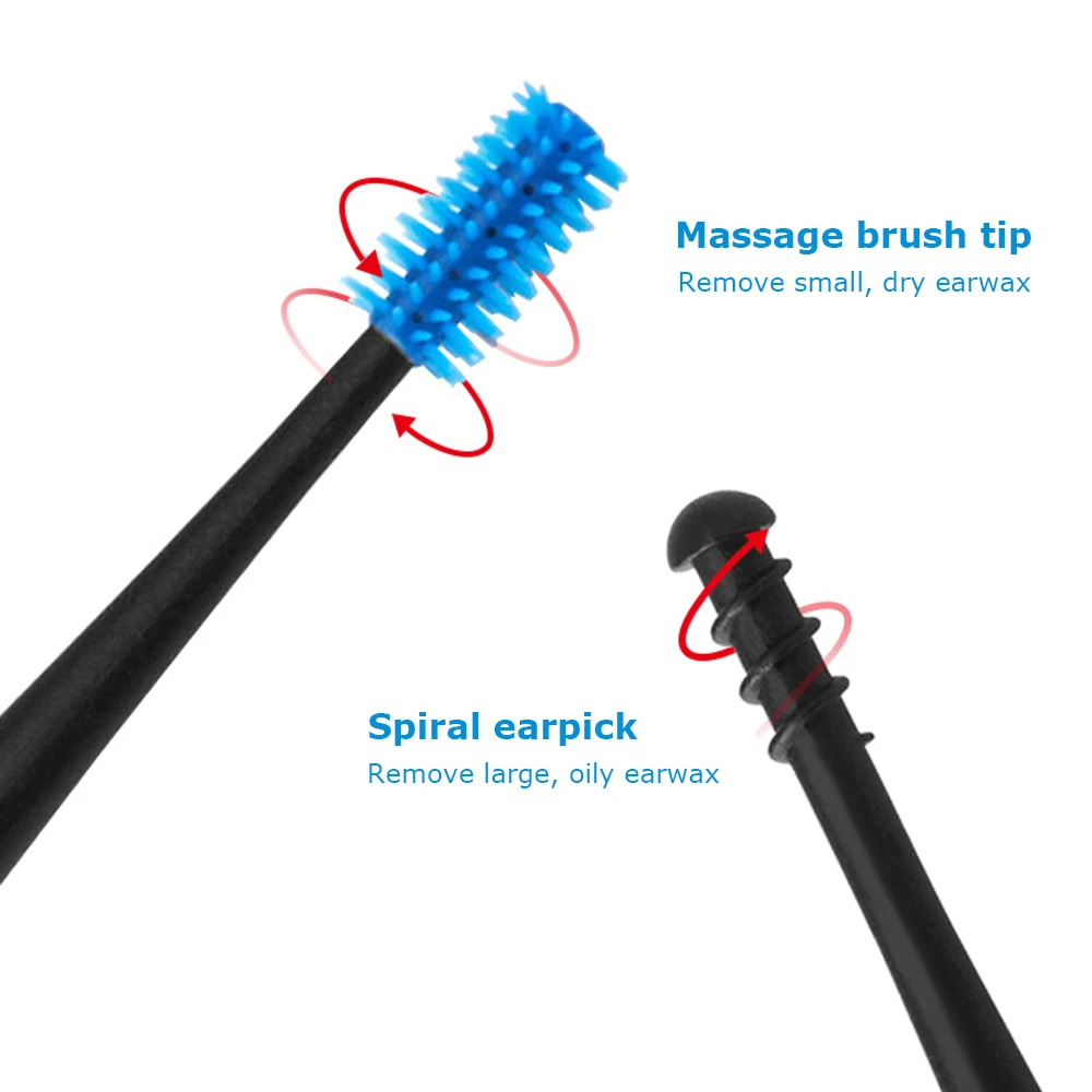 Двухсторонняя палочка для ушей уши очиститель мягкий силиконовый спиральный вращающийся ушные палочки Чистка ушей массажный инструмент