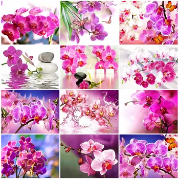 

HUACAN Diamond Painting Full Square Orchid Room Decor Mosaic Flowers Scenery Sale Embroidery Diamond Art