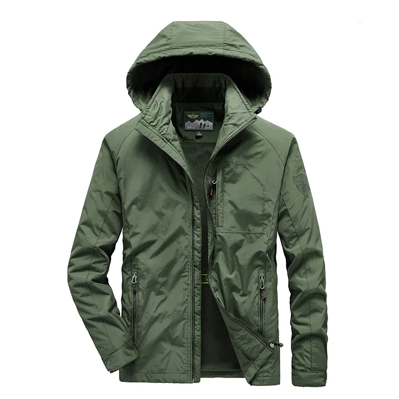 Men Clothing Assault Quick-drying Clothes Large Size Youth Outdoor Autumn and Winter Mid-length Plus Fleece Jacket Coat Jacket