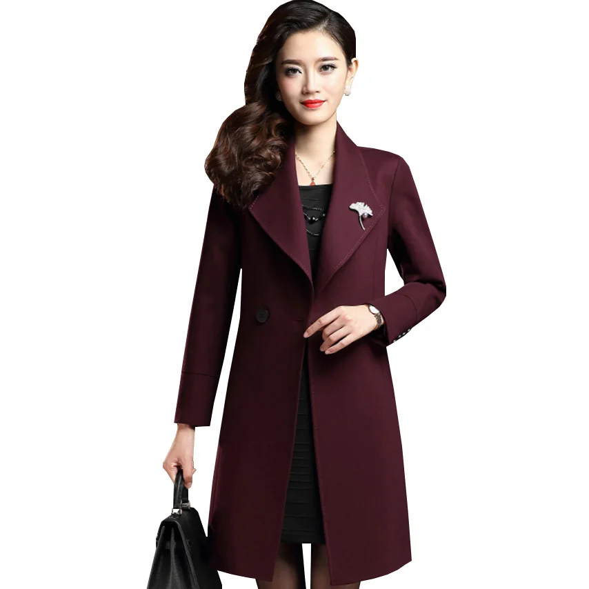 

2017 Spring/Autumn New Women Windbreaker Solid color Large size Long Windbreaker Coat Women Fashion Slim Long sleeve Coat X845