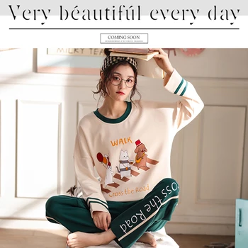 

Girls Sleepwear Cotton Suit Quick Dry Loose Pajamas Long Sleeve Outerwear Leisure Home Clothes Comfortable Ventilation Hot Sale