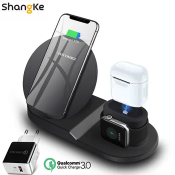 

Wireless Charger Charging Stand 3 in 1 for Apple Watch and AirPods Pro Qi Fast Wireless Charger Station Compatible for iPhone 11