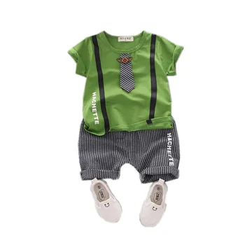 

2020 New Summer Children Casual Clothing Baby Boys Girls Striped T Shirt Shorts 2Pcs/sets Kids Infant Clothes Toddler Tracksuit