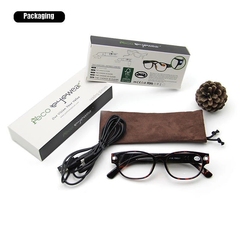 Occhiali da lettura a LED ricaricabili occhiali presbiti per anziani HD  ricarica uomo donna moda occhiali funzionali anti-fatica - AliExpress  Apparel Accessories