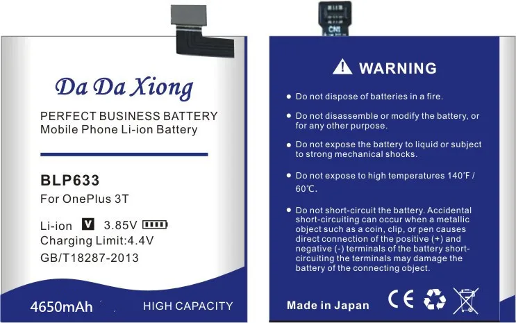 Da Xiong 4650 мАч BLP633 батарея для OnePlus 3T A3010 1+ 3T телефон OnePlus 3