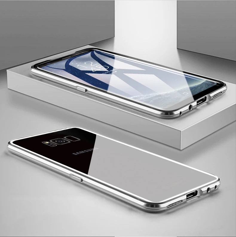 Магнитная двусторонняя Стекло чехол для телефона для samsung Galaxy A10 A20 A30 A50 M20 M30 A7 A9 чехол металлические чехлы с закаленным стеклом