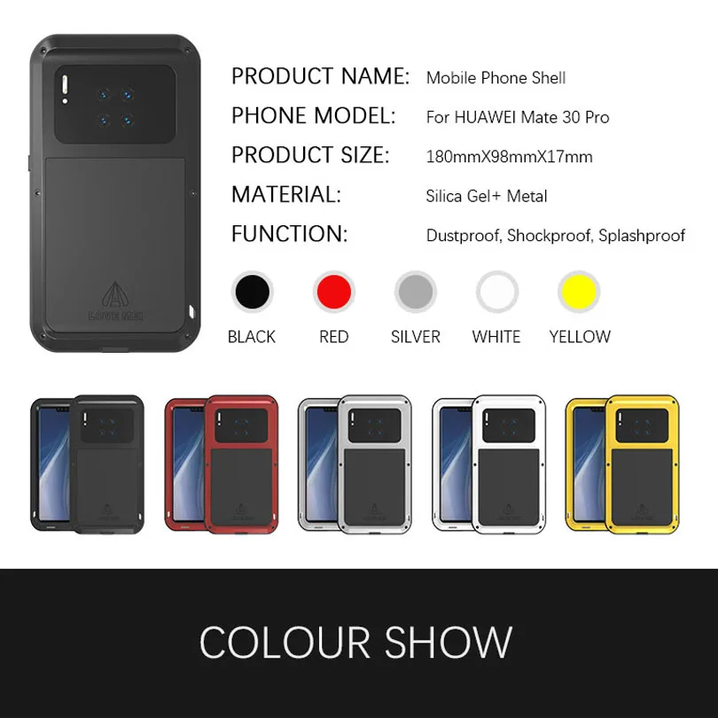 Мощный чехол Love Mei для huawei mate 30 Pro противоударный металлический алюминиевый чехол