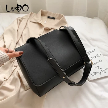 

LUCDO Fashion Leather Shoulder Bag Retro Casual Women's Messenger Bag Ladies Crossbody Bags For Women 2020 Matte Totes Bags Sac