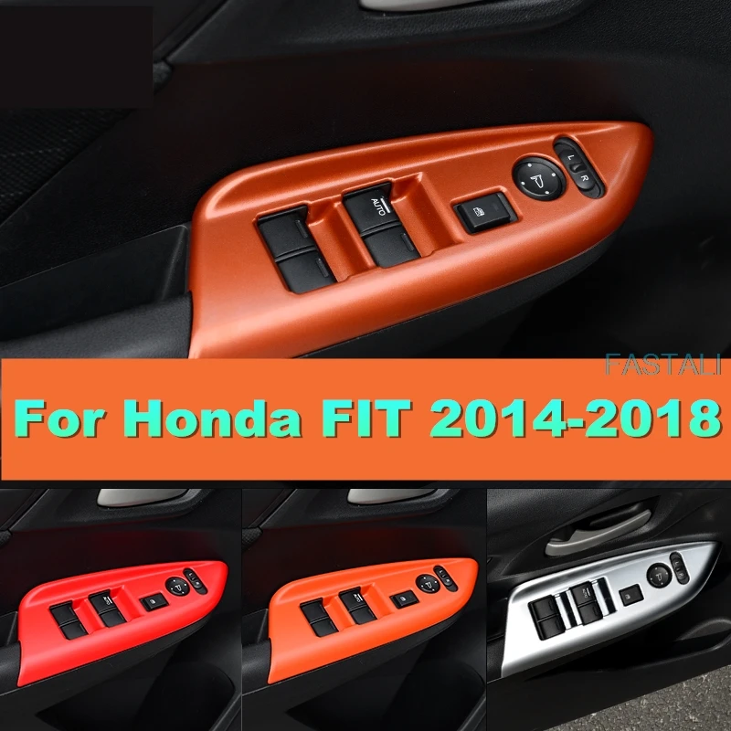 Для Honda FIT- Автомобильная оконная кнопка декоративная панель высокое качество ABS панель рамка Внутренняя Рамка украшение автомобиля аксессуары