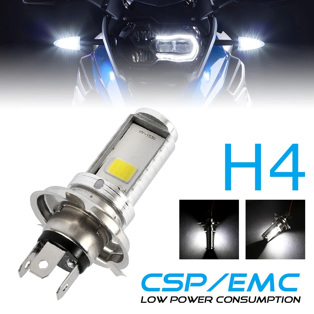 H4 светодиодный фонарь, мотоциклетные фары, фары, белые лампочки, автомобильные аксессуары для Honda Kawasaki 6000-6500K 1200LM 12 Вт 1 шт
