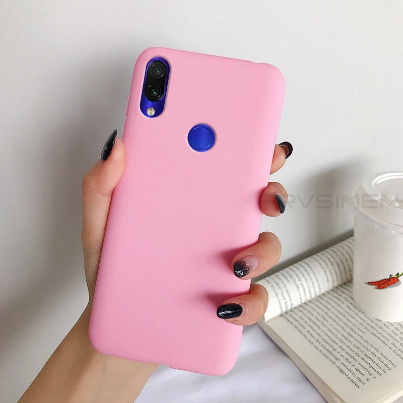 Модный матовый однотонный чехол ярких цветов для XiaoMi RedMi Note7 Pro Note 7 Pro Global Version TPU резиновый мягкий силиконовый чехол для телефона - Цвет: DPink