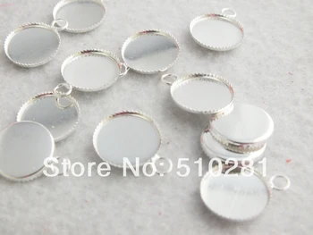 

14mm Bulk 300pcs Silver Plated Pendant Tray Settings, Jewelry Findings LK-1123
