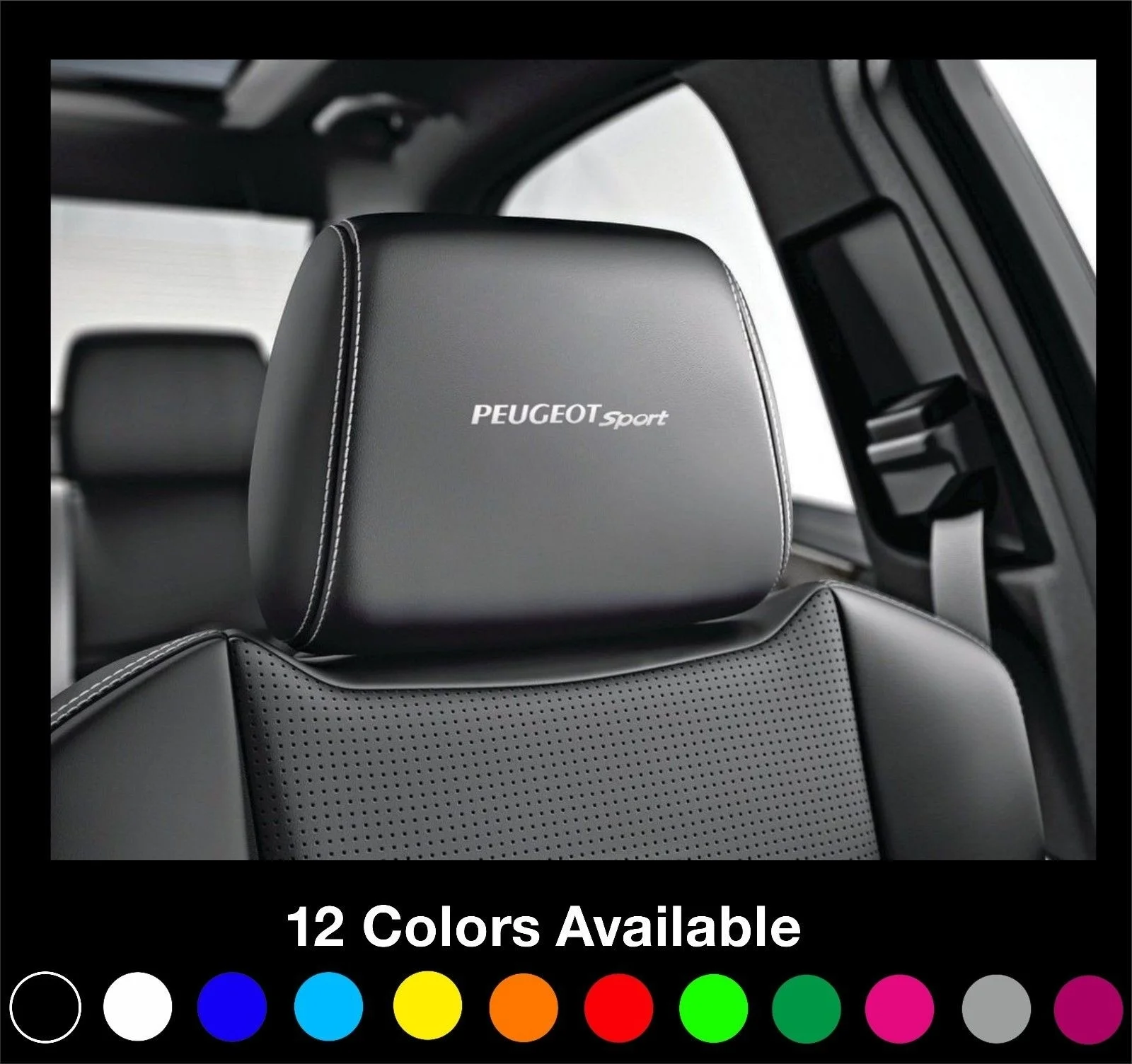

For 6x SPORT Logo Headrest Decals Badge Sticker Rcz Gti 208 308 408