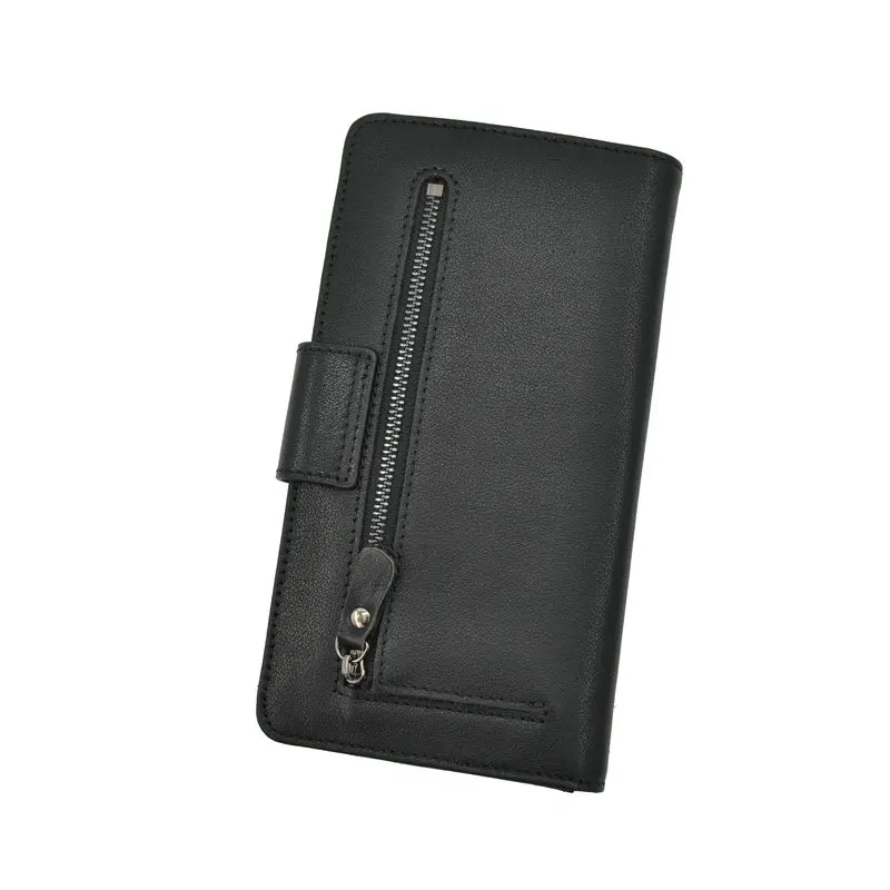 Genuine Leather Men Wallet Black Long Male Wallet with Multi Card Cases Clutch Purses Vertical Long Fashion Men Wallets