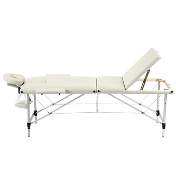 

3 Sections Foldable Beauty Bed Folding Aluminum Tube SPA Bodybuilding Massage Table Kit White