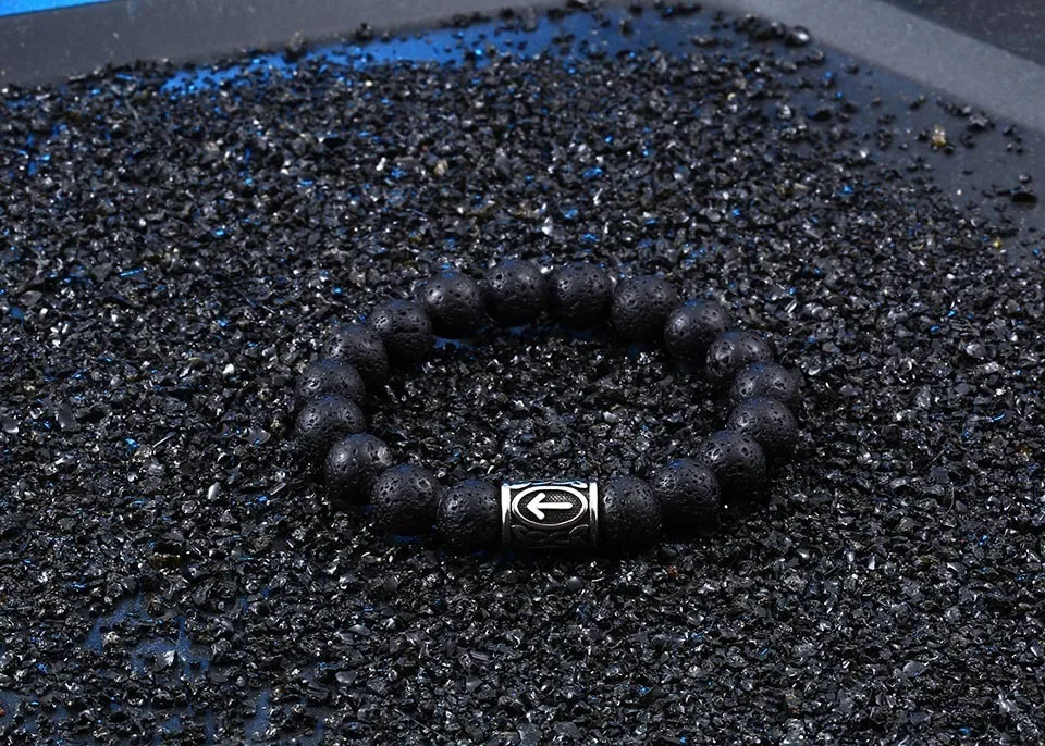 Pulseira Masculina, черный камень лавы, мужские ювелирные изделия, Тор молот Викинга, модный браслет, браслет для женщин, ювелирные изделия для любви HSS001