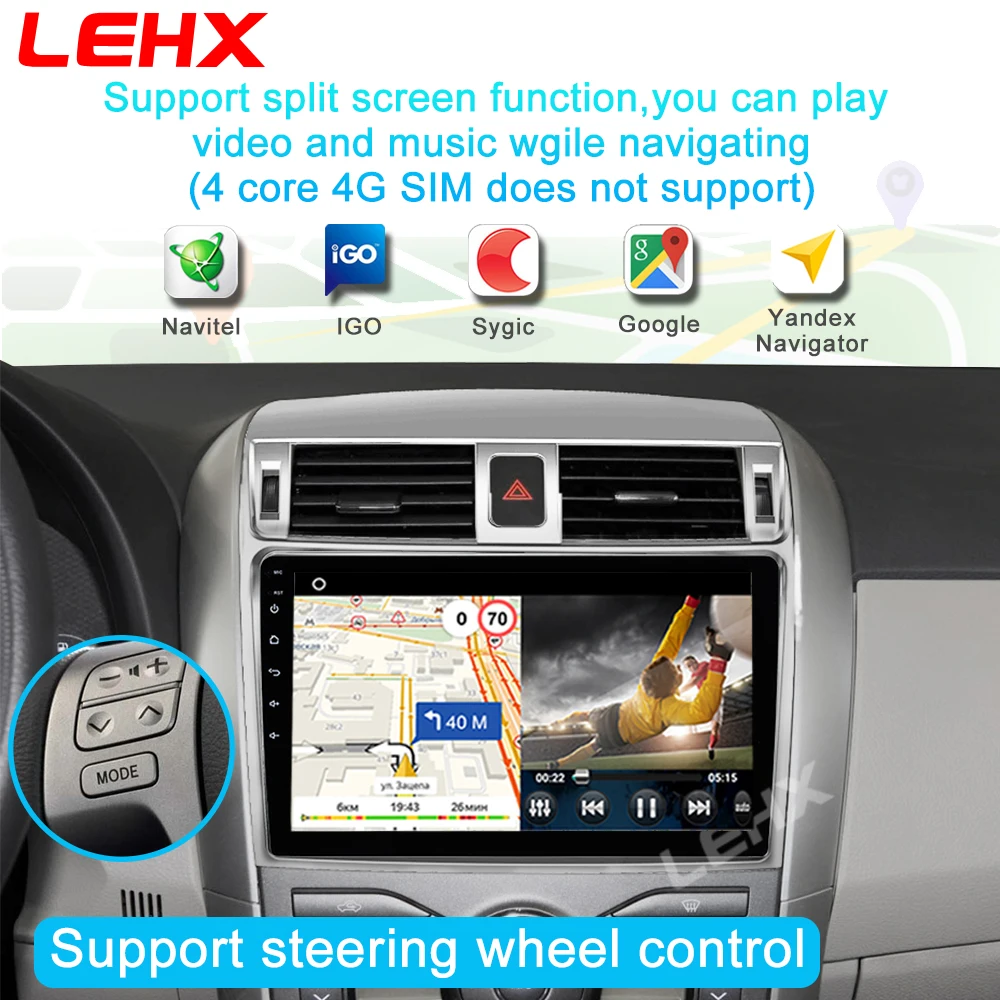 Автомагнитола LEHX 2 din android 9 0 для Toyota Corolla E140/150/2006 2013|Мультимедиаплеер авто| |