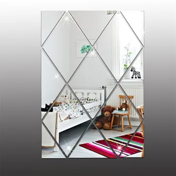 

13Pcs/Set Rhombus Mirror Sticker On The Wall DIY Home Design Decor Wallpaper Living Room Background Wall Mirror Decorative Decal