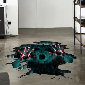 

Halloween Screaming Ghost Floor Stickers Removable Horror Scary Mural Wall Decals