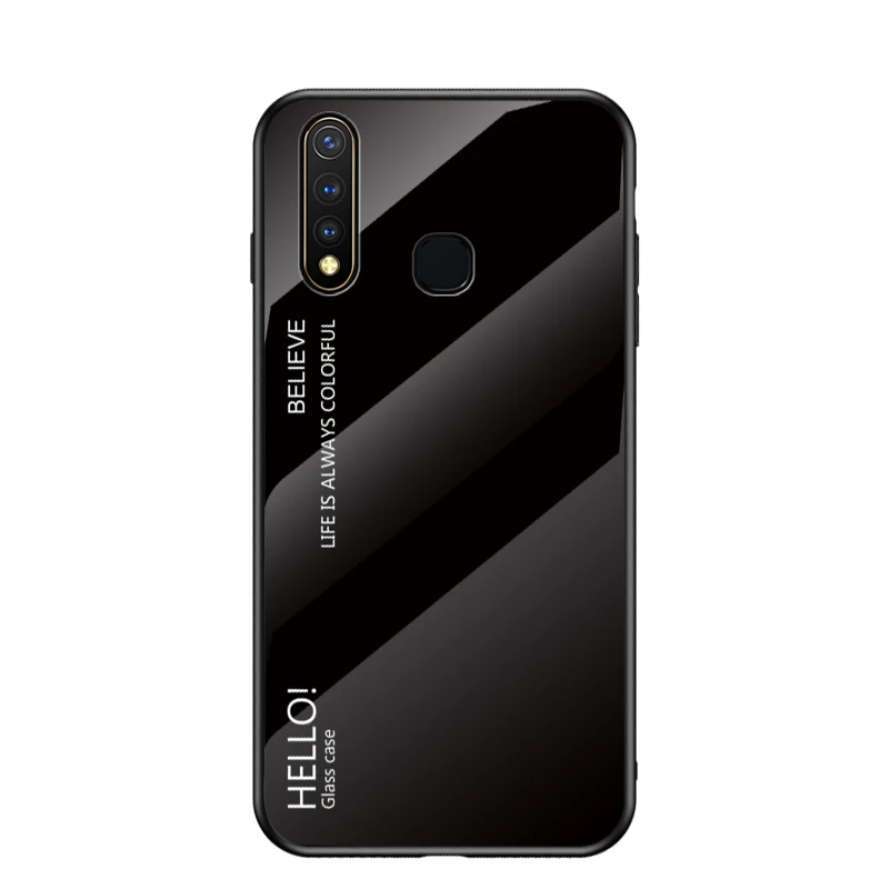 Black ДЛЯ VIVO Y19 Y11 Y12 Y15 Y17 чехол из закаленного стекла с градиентом мягкий силиконовый бампер задняя крышка для VIVO U3 U3X Fundas - Цвет: Black
