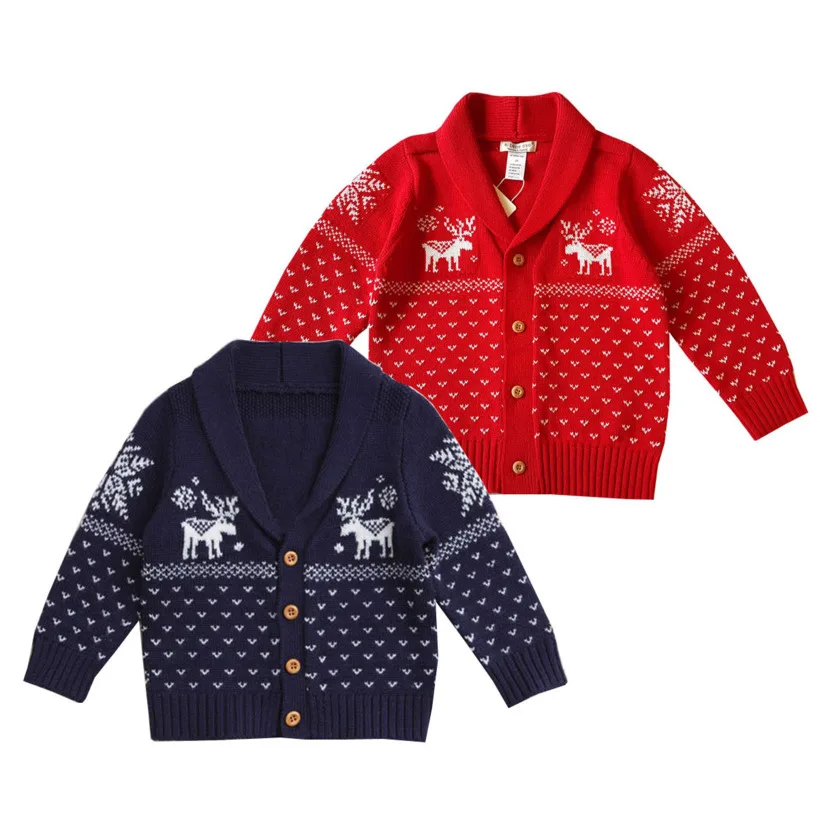 

2020 Baby Boys Sweaters Knitted Christmas Sweater Deer Toddler Girls Sweater Children Cardigan Infantil Menina Kids Clothing